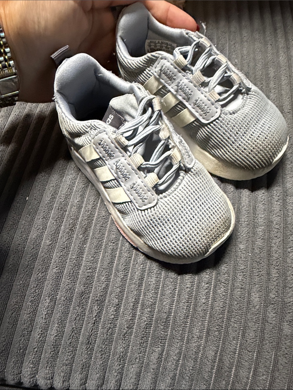 adidas Kids Light Gray Mesh Slip-On Sneakers
